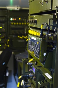 Army intelligence equipment in rack mount stations