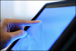 Using the touch screen on a digital tablet