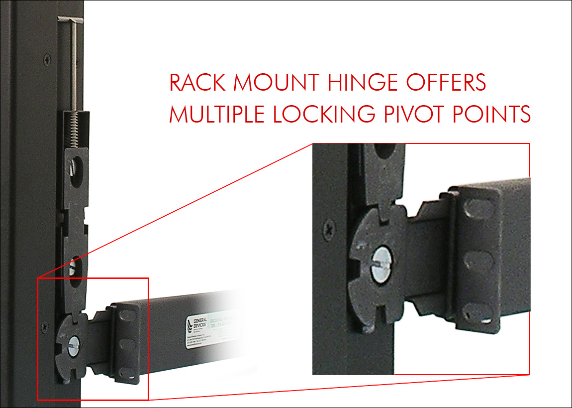 Rack Mount Hinge offers multiple locking pivot points.