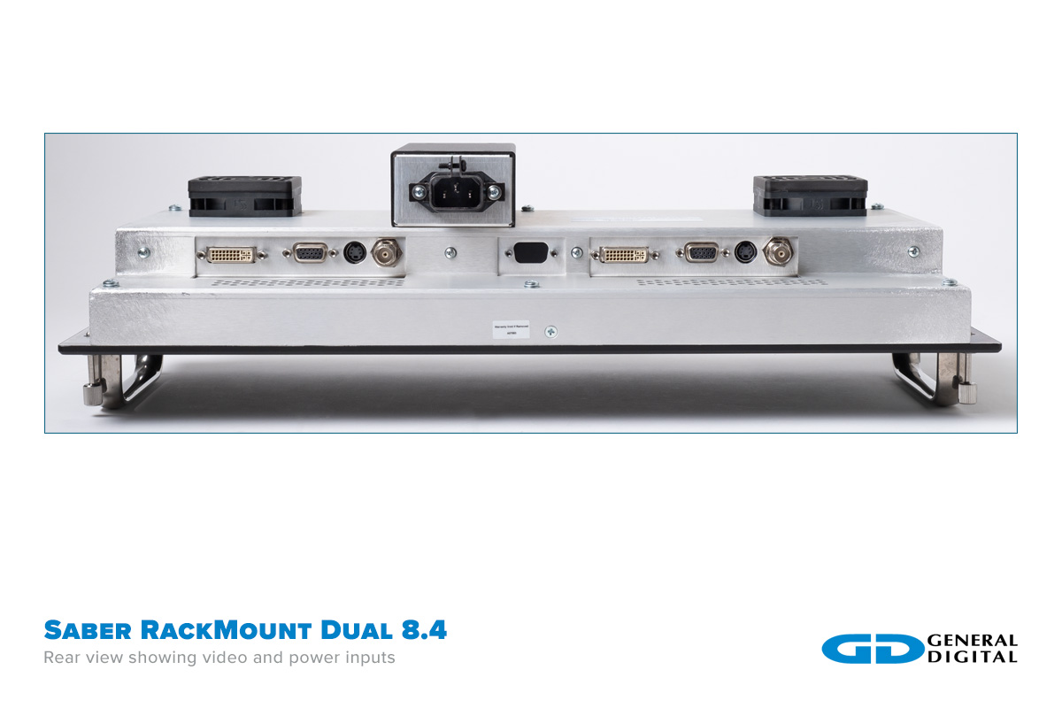 Saber RackMount Dual 8.4" - Rear view showing video and power inputs Photo of Saber RackMount Dual 8.4" - rear view showing video and power inputs