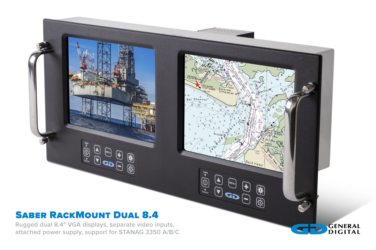 Saber RackMount Dual 8.4" - Rugged monitor with two displays that accept separate video signals Photo of Saber RackMount Dual 8.4" - front view